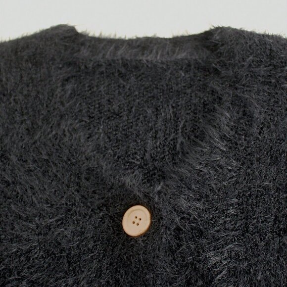 Black Casual Women's Long Sleeve V-Neck Cardigan - Picture 5 of 7